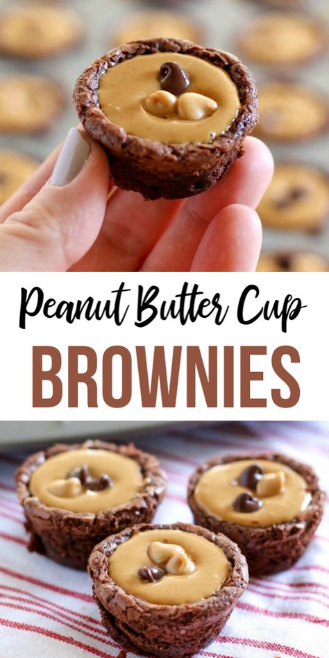 Brownie Cookies With Peanut Butter, Things To Make With Brownie Mix Ideas, Brownie And Peanut Butter Recipes, Peanut Butter Brownie Cups, Brownie Peanut Butter Cups, Brownies With Peanut Butter Cups, Peanut Butter Cup Brownies Box Recipes, Chocolate Chip Peanut Butter Cup Brownie, Peanut Butter Brownies Box Recipes