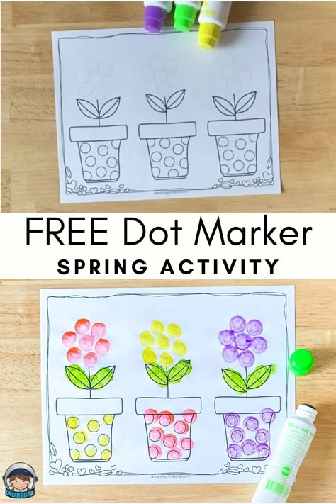 Fun preschool activities always include dot markers! It is a great fine motor skill and engaging. This is a free preschool activity that is low prep and can be used in the spring or Mothers Day for toddlers, prek and kindergarten. Click here to download your free printable. May Flowers Preschool Activities, Teaching Flowers To Preschool, Spring Themes For Kindergarten, May Day Activities For Preschool, Gardening Day Activities, Fine Motor Flower Activities For Preschoolers, Spring Activity Kindergarten, Flower Do A Dot Printables Free, Spring Garden Activities For Preschool