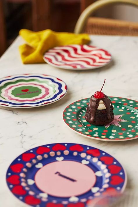 Maeve by Anthropologie Dessert Plates, Set of 4 | Anthropologie Christmas Hosting, Brunette Aesthetic, Dream Cafe, Anthropologie Home, Hosting Christmas, Setting The Table, Christmas Tablescapes, Plates Set, Dessert Plates