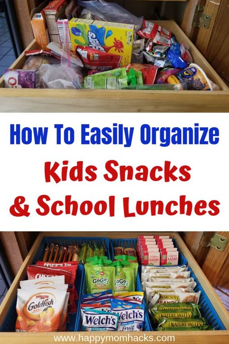 Easy DIY Pantry Organization Ideas for Kids Snacks & School Lunches. How to reorganized your refrigerator and cabinets so kids can pack their own lunches and snacks. Make this school year easier with these quick organizational hacks. #organization #kidsnacks #schoollunches #pantryorganization #householdhacks Easy Diy Pantry, Diy Pantry Organization Ideas, Easy Pantry Organization, Family Meals Kids, Snacks School, Pantry Redo, Kid Pantry, Refrigerator Ideas, Diy Pantry Organization