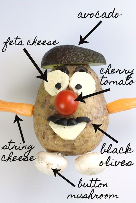 Edible Mr Potato Head! Share your own funny bake for Red Nose Day 2015 using #raisesomedough Potato Craft, Preschool Nutrition, Vegetable People, Potato People, Disney Camp, Vegetable Crafts, Vegetable Animals, Raw Cauliflower, Food Art For Kids