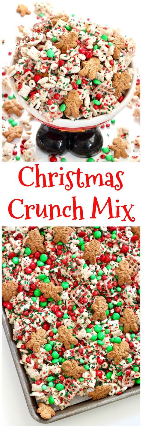 Christmas Crunch Mix Christmas Snack Mix, Chex Mix Christmas, Christmas Crunch, Snack Mixes, Trail Mix Recipes, Cereal Snacks, Chex Mix Recipes, Christmas Mix, Christmas Candy Recipes