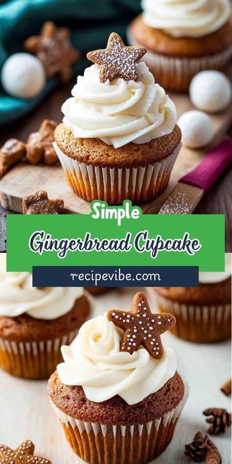 Craving something sweet and spicy for your holiday dessert table? These Gingerbread Cupcakes are the perfect addition to your Christmas Desserts lineup! Enjoy the warm aroma of ginger and cinnamon while baking, and be sure to save this recipe for a festive occasion or cozy winter night. Ginger Cupcakes, Gingerbread Frosting, Cozy Winter Night, Holiday Dessert Table, Gingerbread Cupcakes, Holiday Desserts Table, Ginger And Cinnamon, Cupcake Recipe, Holiday Dessert