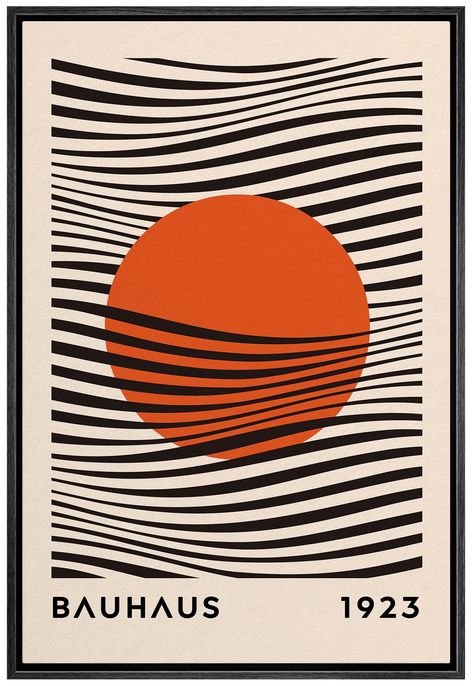 Bauhaus Illustration, Black Waves, Shapes Abstract, Office Artwork, Bauhaus Art, Mid Century Modern Wall Art, Bauhaus Poster, Graphic Poster Art, Minimalist Artwork