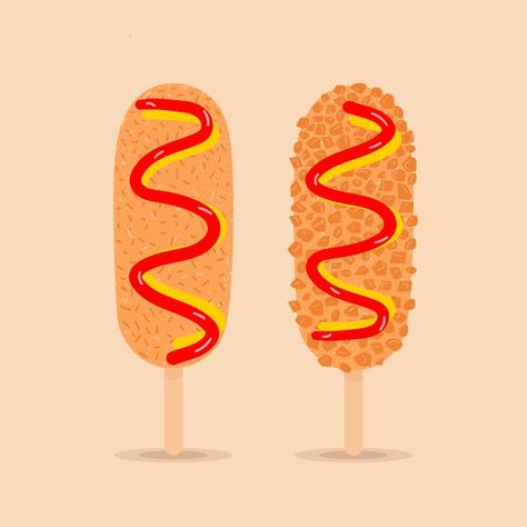 Ketchup And Mustard, Corn Dogs, Paper Toys, Graphic Design Portfolio, Red Background, Design Portfolio, Ketchup, Premium Vector, Graphic Resources