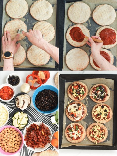 Pita Pizzas Recipes, Pita Pizza Oven, Pita Pizza Recipes Healthy, Pizza Pita Bread, Pizza With Pita Bread, Pita Pizza Recipes, Pitta Bread Pizza, Homemade Pizza On Pita Bread, Breakfast Pita Pizza