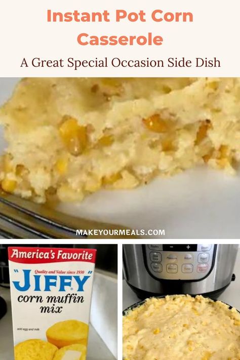 This corn casserole is made with an inexpensive cornbread mix in your Instant Pot for a simple yet delicious side dish for your Thanksgiving meal! In addition, since you are using your instant pot to make the casserole, you free up your oven for other uses! Creamed Corn Instant Pot, Corn Casserole Instant Pot, Instapot Corn Casserole, Instant Pot Corn Casserole Recipe, Instant Pot Corn Pudding, Corn Casserole Jiffy No Egg, Cornbread Instant Pot, Instant Pot Jiffy Cornbread, Instant Pot Cornbread Jiffy