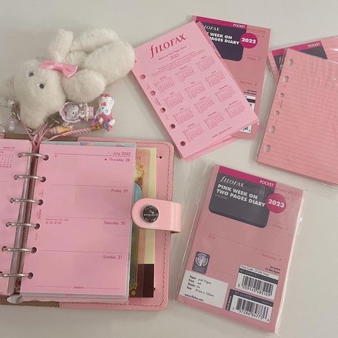 Cute Pink Planner, Pink Planner Aesthetic, Pink Cute Stuff, Agenda Book, Binder Journals, Pink Planner, Journal Stuff, Mini Planner, Mini Binder