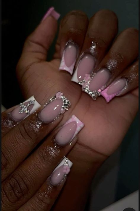 13 Birthday Nails, Nails Sets, Hard Nails, Girly Acrylic Nails, Basic Nails, Cute Acrylic Nail Designs, Short Square Acrylic Nails, Exotic Nails, Really Cute Nails