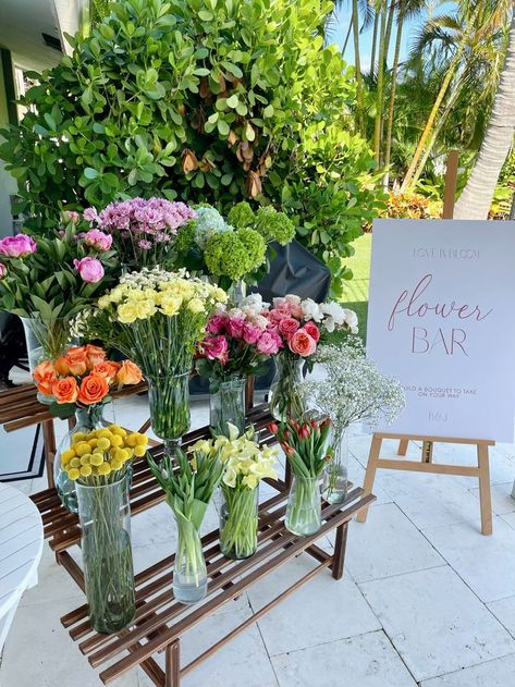 Bridal Shower decor, baby shower decor, floral decor, spring decor, bouquet bar Build Your Own Bouquet Bar, Build Your Own Bouquet, Bouquet Bar, Backyard Bridal Showers, Garden Party Bridal Shower, Bridal Shower Inspo, Simple Bridal Shower, Garden Bridal Showers, Bridal Shower Planning