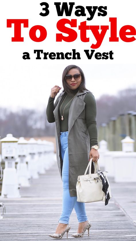 Trench Coat Vest Outfit, Trench Vest Outfit, Sleeveless Trench Coat Outfits, Sleeveless Coat Outfit, Trench Coats Women Outfit, Graphic Tshirt Outfit, Sleeveless Trench Coat, Trench Vest, Sleeveless Trench