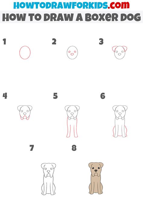 How To Draw A Boxer Dog Step By Step, How To Draw A Boxer Dog, Boxer Outline Drawing, Boxer Dog Videos, Boxer Sketch, Boxer Dog Line Drawing, Drawing Boxer Dog, Cartoon Dog Drawing, Dog Drawing Tutorial