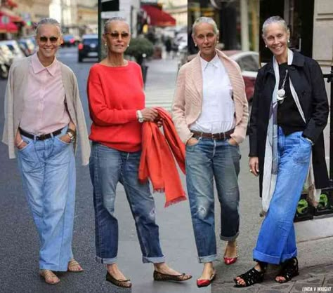 Ageless Style-Linda V Wright - Cindy Hattersley Design Linda V Wright, Moda Over 50, Minimalist Kids, Over 60 Fashion, Moda Chic, Advanced Style, Ageless Style, Boyfriend Jean, Mode Casual