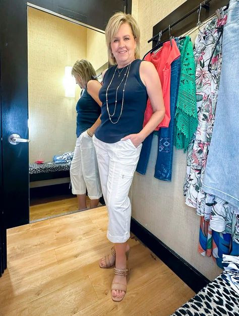 TUESDAY INSIDE THE DRESSING ROOM TRY-ON HAUL WITH CHICOS - 50 IS NOT OLD - A Fashion And Beauty Blog For Women Over 50 Best Cargo Pants, Tania Stephens, Cargo Pants For Women, 50 Is Not Old, Grandma Fashion, Try On Haul, Cool Gifts For Women, Style Challenge, Summer Outfit Inspiration