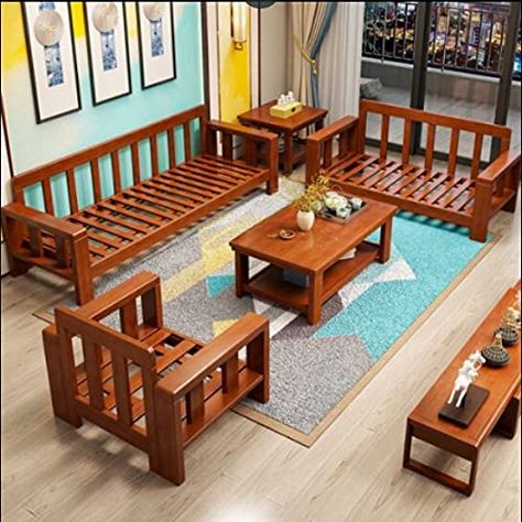 LSGF Teak Wood/Pure Sagwan Wood/Antique Fashional Charpie Wide Soft Metal livingroom Wood Sofa Sets (2 Seater Sofa, Brown) : Amazon.in: Home & Kitchen 6 Seater Sofa, Sala Set, Sofa Set For Living Room, درج السلم, Sofa Design Wood, Wooden Sofa Set Designs, Wooden Sofa Designs, Corner Sofa Design, Wooden Bed Design