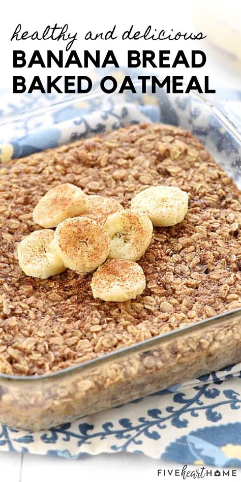 Banana Nut Baked Oats, Banana Oatmeal Baked, Healthy Baked Banana Bread Oatmeal, Healthy Banana Oatmeal Bake Breakfast, Baked Banana Oats, Baked Oats Recipe Banana, Banana Oat Bake Healthy, Banana Nut Oatmeal Bake, Coconut Baked Oats