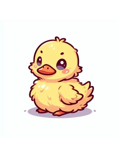 Cute Animal Drawings Kawaii Chibi, Animal Drawings Simple, Cute Animal Drawing Ideas, Duck Cartoon Cute, Cute Duck Drawing, Duck Kawaii, Animal Drawing Ideas, Animal Themes, Duck Drawing