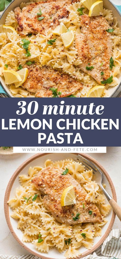 Lunch Bowls For Work, Chicken Pasta Skillet, Creamy Lemon Chicken Pasta, Pasta Skillet, Lemon Chicken Pasta, Pastas Recipes, Creamy Lemon Chicken, Lunch Bowl, Chicken Pasta Recipes