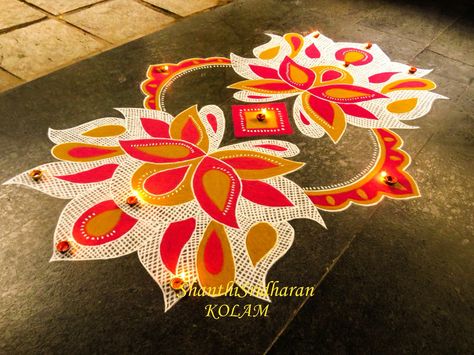 #lotus#pink Alice In Wonderland Cross Stitch, Latest Rangoli, Big Rangoli, Rangoli Designs Latest, Simple Rangoli Border Designs, Rangoli Borders, Rangoli Ideas, Rangoli Kolam Designs, Big Rangoli Designs