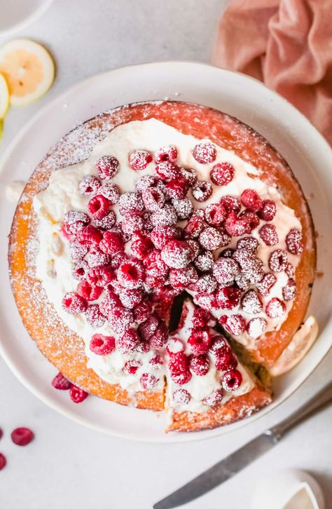 Raspberry Olive Oil Cake - Elegant Cake for Mother's Day or Brunch Olive Oil Cake Recipe, Cake Elegant, Mothers Day Desserts, Easy Cakes, Brunch Cake, Blueberry Coffee Cake, Elegant Cake, Oil Cake, Olive Oil Cake