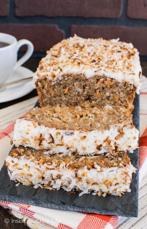 Carrot And Coconut Cake, Carrot Cake Coconut, Carrot Coconut Cake, Coconut Carrot Cake, Carrot Cake With Coconut, Gluten Free Carrot Cake Recipe, Carrot Cake Loaf, Carrot Bread, Gluten Free Carrot Cake