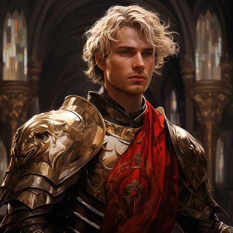 Blond Man Art, Blonde Fantasy Male, Tywin Lannister Art, Jock Character Design, Blond Prince, Prince Fantasy Art, Blond Knight, Fantasy Art Male, Fantasy Prince