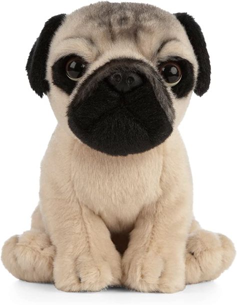 Living Nature Pug Puppy, Realistic Soft Cuddly Dog Toy, Naturli Eco-Friendly Plush, 16cm Pug Plush, Amazon Toys, Black Pug Puppies, Toy Bulldog, Toy Stores, Toys For Christmas, Soft Toy Dog, Dog Suit, Soft Stuffed Animals