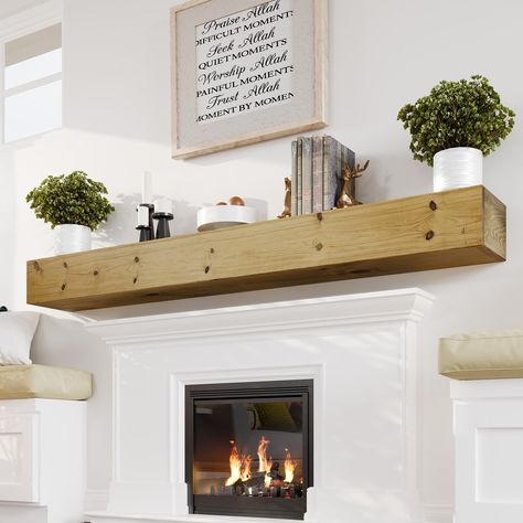 PRICES MAY VARY. Durable All-wood Mantel Shelf — Woodlands Long Floating Shelves For Wall 72 Inch Are Crafted From Eco-friendly Pine, Offering Outstanding Durability And Longevity. This 6-foot Fireplace Mantel Shelf Adds A Warm And Welcoming Focal Point To Your Fireplace Or Surroundings Heat Protector — The Area Above Wood Mantels For Fireplace Is Susceptible To Heat And Smoke. These Rustic Natural 72 Floating Shelf Mantles, Measuring 72"w X 8"d X 5"h, Provide Essential Protection To Safeguard Y Tvs Over Fireplace Mantels, Farmhouse Fireplace Mantel, Floating Fireplace Mantel, Fireplace Farmhouse, Artificial Fireplace, Mantel Shelves, Floating Mantel Shelf, Wood Mantel Shelf, Fireplace Shelf