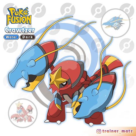 Matamat on Instagram: “POKEFUSION - NEW ERA • CRAWTZER - WATER/DARK Back to PokeFusion with this one of Crawdaunt and Clawitzer! . What do you think? Any ideas…” Pokemon Vs Digimon, Zoroark Pokemon, Pokemon Rpg, Pokemon Fusion Art, Pokemon Backgrounds, Mega Pokemon, Pokemon Breeds, Oc Pokemon, Fusion Art