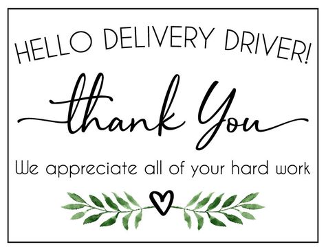 Printable Thank You Sign for your Delivery Driver – Joy & Chaos Delivery Driver Thank You Printable Free, Delivery Drivers Thank You, Amazon Delivery Thank You, Thank You Delivery Drivers Printable Free, Delivery Driver Thank You Printable, Sign For Delivery Drivers Printable, Thank You For Delivery Drivers, Thank You Delivery Drivers, Delivery Driver Thank You