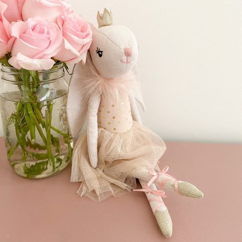 Bijoux the Ballerina Bunny Doll is a dancing dream come true with her ballet-loving heart! Her ribbon ballet shoes and tiara add the perfect touch of elegance.   Measures 15 inches / 38 cm  Perfect for playing, snuggling for gift giving  Spot clean only and air dry The Ballerina, Loving Heart, Bunny Doll, Air Dry, Gift Giving, Tiara, Ballet Shoes, Dancing, Ballet