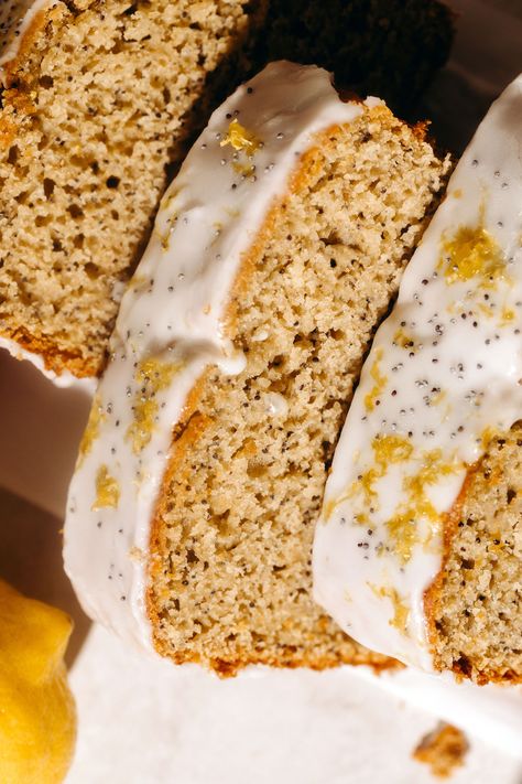 Lemon Poppy Seed Banana Bread (vegan + gluten-free) | Feasting on Fruit Lemon Banana Bread, Spring Baking Recipes, Paleo Fruit, Banana Bread Vegan, Feasting On Fruit, Lemon Poppyseed Bread, Spring Baking, Lemon Blueberry Bread, Easy Gluten Free Desserts