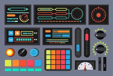 Robot Party, Mission Control, Marketing Concept, Control Panels, Space Birthday, Rainbow Stickers, Space Theme, Space Station, Vector Illustrations