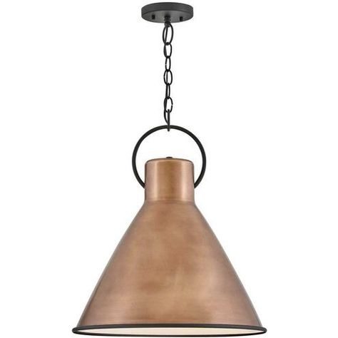 Hinkley 3555AP Winnie 18 inch Antique Copper with Textured Black Indoor Pendant Ceiling Light Copper Pendant Lights, Hinkley Lighting, The Farmhouse, Pendant Ceiling Light, Copper Pendants, The Loop, Antique Copper, Golf Club, Ceiling Pendant Lights