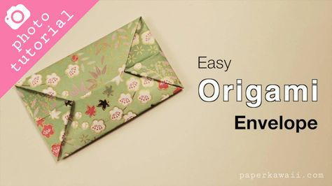 This origami envelope is one of the easiest to make! Here is a step by step photo tutorial with instructions. You will need square paper. Origami Envelope Tutorial, Basic Origami, Frame Tutorial, Paper Kawaii, Envelope Tutorial, Origami Yoda, Origami Star Box, Letter Folding, Origami Bookmark