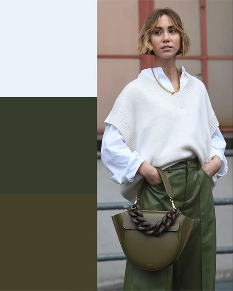 Spring Office Outfits, Spring Business Casual, Mode Editorials, Chic Business Casual, Office Wear Women, Green Purse, Green Pants, 가을 패션, Mode Inspiration