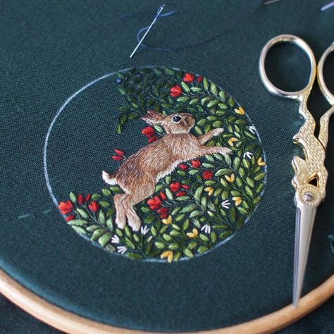 Chloe Giordano on Instagram: "Almost there 🌿 #embroidery #needlepainting #threadpainting #handstitched #rabbit" Chloe Giordano Embroidery, Chloe Giordano, Embroidery Illustration, Rabbit Embroidery, Almost There, Thread Painting, Embroidery Inspiration, Threading, Hand Stitching