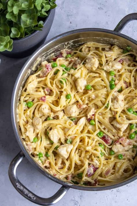 Chicken Carbonara Casserole, Spaghetti Carbonara With Chicken, Macaroni And Chicken Recipes, Crockpot Chicken Carbonara, Tortellini Carbonara Recipes, Chicken Carbonara Pasta Olive Garden, Chicken Carbonara Pasta Easy, Recipe For Chicken Carbonara, Penne Carbonara Recipe