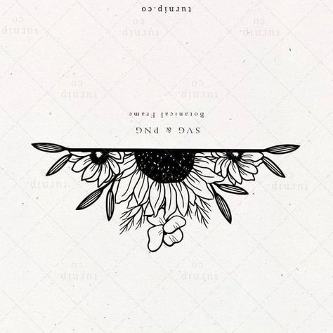 Half Sunflower Svg, Half Sunflower, Bouquet Clipart, Flower Monogram, Sunflower Svg, Sunflower Bouquet, Frame Border, Pola Sulam, 수채화 그림