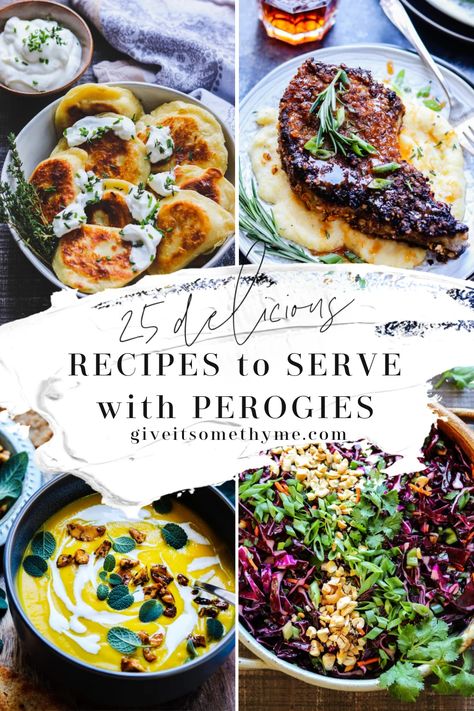 Meal With Perogies, Serve With Perogies, What Do You Make With Pierogies, Cabbage And Perogies, Dinner With Pierogies, Perogie Dinner Sides, Dinners With Perogies, Pierogi Dinner Ideas Vegetarian, Pork Chops And Perogies