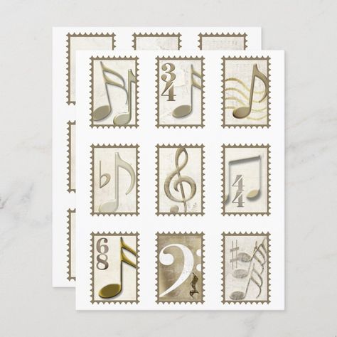 Faux Postage Stamps, Journal Crafts, Famous Composers, Music Journal, For Journal, Vintage Junk, Vintage Junk Journal, Composers, Music Note