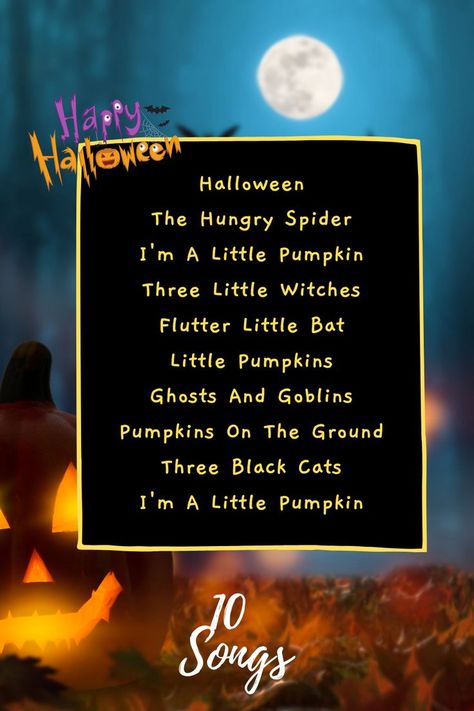 Halloween Songs For Infants, Halloween Songs Preschool, Halloween Songs For Kids, Pumpkin Songs For Toddlers, Halloween Songs For Preschoolers, Preschool Ghost Songs, Preschool Halloween Songs And Rhymes, Halloween Songs For Toddlers, Preschool Halloween Songs And Fingerplays