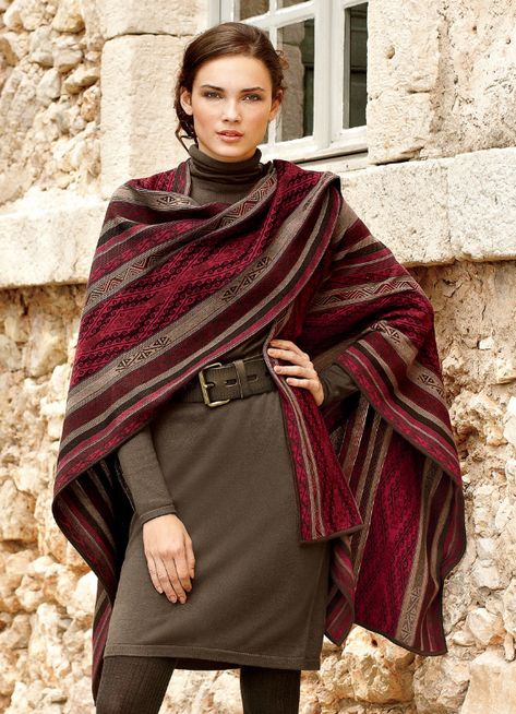 A poncho is an outer layer of clothing with an amazing design that keeps you warm and gives you a nice style. In spite of their long history, ponchos continue to evolve; some of them are more traditional than others. Irish Fashion Women, Mens Poncho, Irish Fashion, Clothing Sites, Fall Winter Outfits, Pima Cotton, Alpaca, Shawl, Winter Fashion