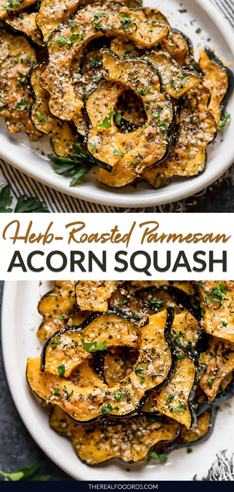 Acorn Squash In Oven, Parmesan Acorn Squash, Acorn Squash Recipes Healthy, Gf Dinner, Real Food Dietitians, Paleo Sides, Acorn Squash Recipes, Gluten Free Sides Dishes, Christmas Drawings