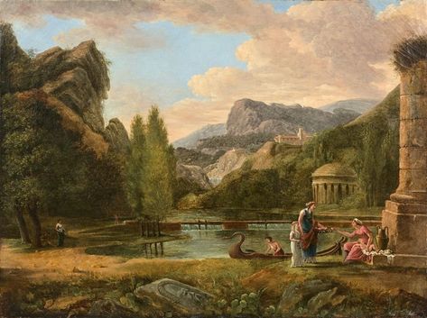 Artwork by Pierre-Henri de Valenciennes, French School, 18th Century, Classic animated landscape, Made of Canvas, perhaps with a lithographed background Classical Landscape, Hero's Journey, Margaret Atwood, Human Connection, Fade Color, Art Movement, Earth Tones, Painting Techniques, Natural World