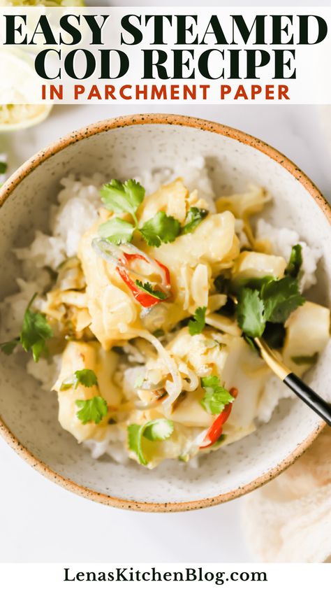 Coconut Cod Recipes, Steamed Cod Recipes, Fish Steamed Recipes, Cod With Coconut Milk, Steamed Cod Fish Recipes, Steam Cod Fish Recipe, Crab Steam Pot Recipe, Coconut Milk Poached Cod, Alaskan Cod Recipe