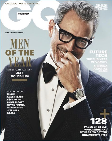 Jeff Goldblum | GQ Australia | 2017 | Cover | Photo Shoot | The Fashionisto Jeff Goldblum Jurassic Park, Gq Magazine Covers, Gq Cover, Fashion Trends Magazine, Gq Australia, Jacques Marie Mage, Jeff Goldblum, Celebrity Magazines, Trends Magazine