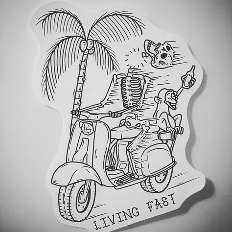 Live Fast Tattoo, Vespa Tattoo, Arm Tattoos For Females, Tattoo Designs For Boys, Best Female Tattoos, Dotwork Tattoo Mandala, Tattooed People, Cactus Tattoo, Skateboard Art Design