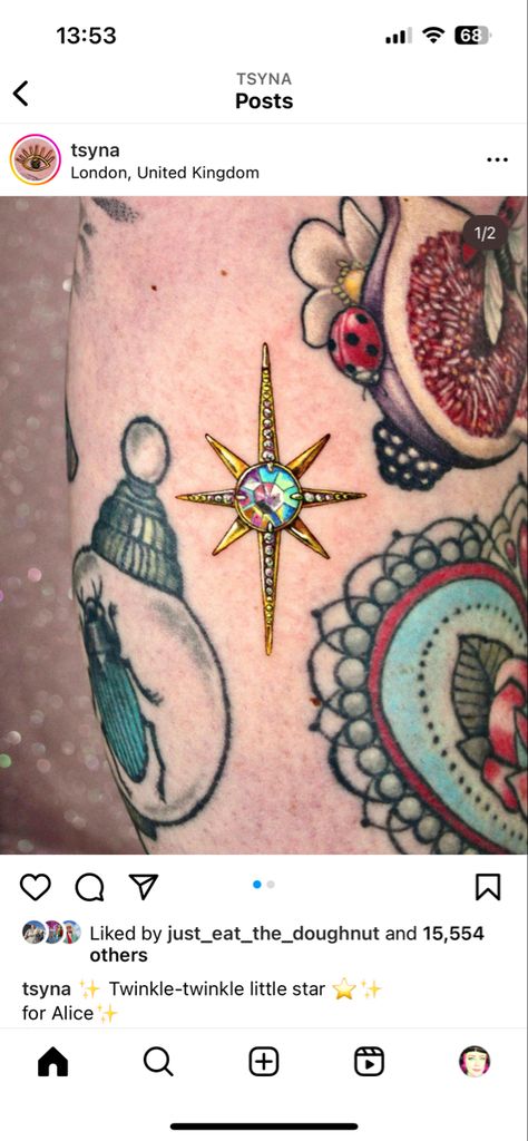 Stone Tattoo, Gem Tattoo, Jewel Tattoo, Intricate Tattoo, Sweet Tattoos, Star Tattoo, Badass Tattoos, Jewelry Tattoo, Star Tattoos