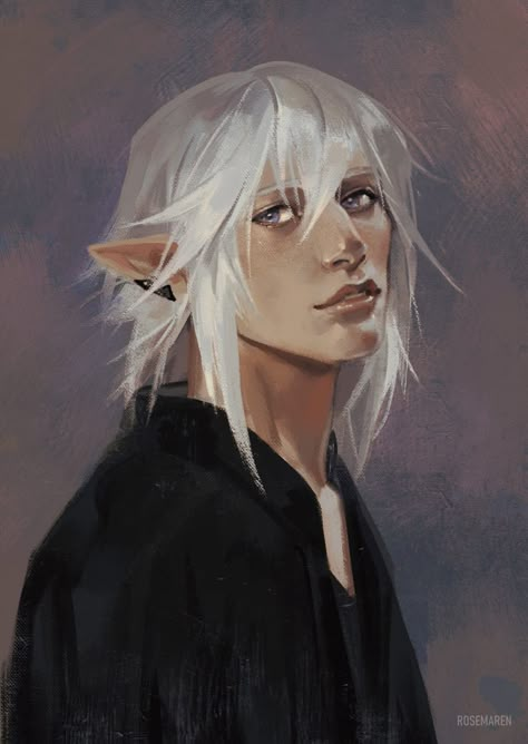 White Haired Elf, Male Elf, Half Elf, My Fantasy World, Art Corner, Fantasy Races, Dnd Art, Realistic Art, My Brain